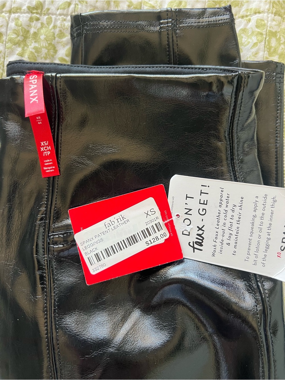 SPANX Shiny Black Faux Leather Jeggings - Picture 2 of 5